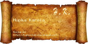 Hupka Karola névjegykártya